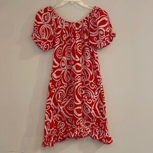 Tybee Island Clothing Co Tomato Red Short Sleeve Ruffle Tunic Swim Coverup Sz M